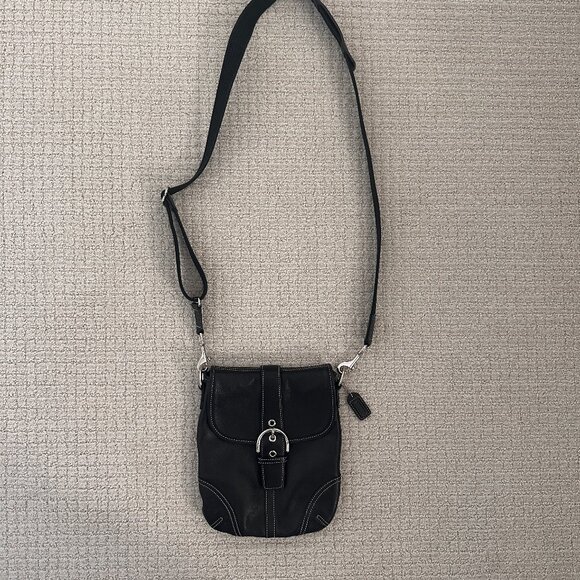 Coach Vintage Soho Flap Crossbody Bag Black Leather Shoulder Hobo - Picture 4 of 6